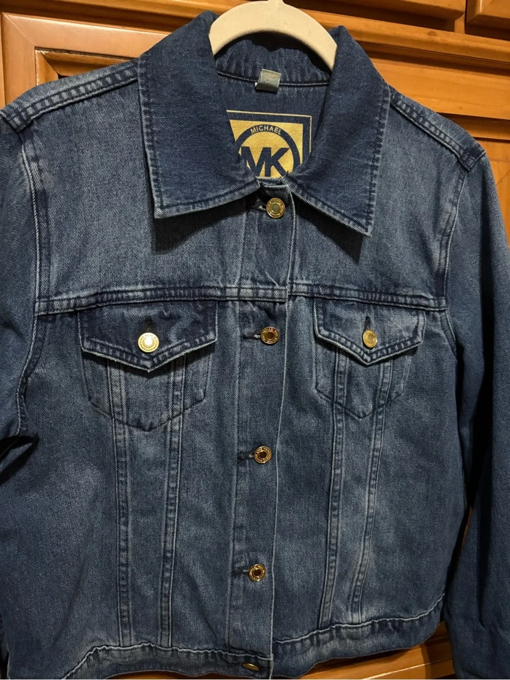 Michael Kors Dark Blue Denim Jacket with Gold Buttons